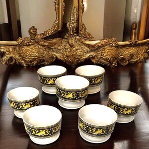 Antoinette Vintage Sherbet Dessert Dishes/Bowls Set/7 Footed Pedestal Regency
